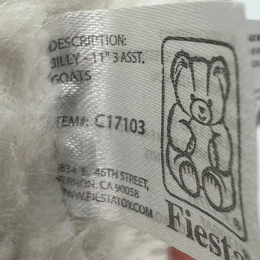 Fiesta Plush Billy Goat Ram 11in Grey White Very Good 1pc Ribbed Horns C17103